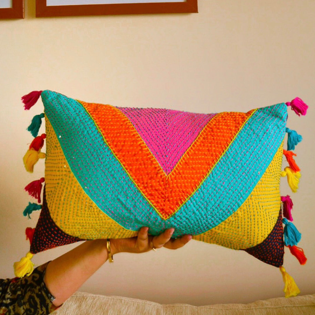 Multicolor Banjaran Kantha Cotton Cushion
