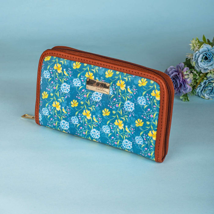 Vintage Blooms Vegan Leather Zipper Wallet