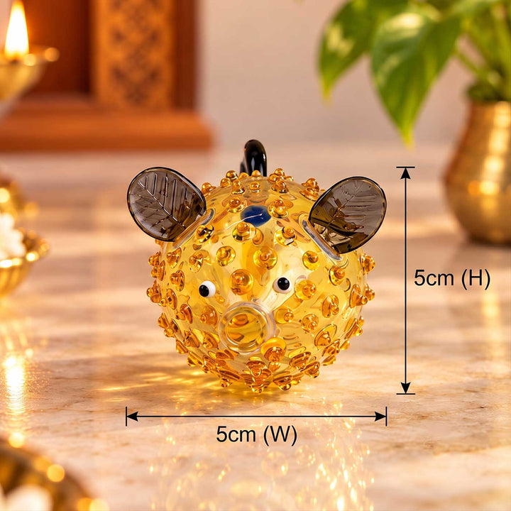 Handmade Blown Glass Pufferfish Miniature Figurine For Decor