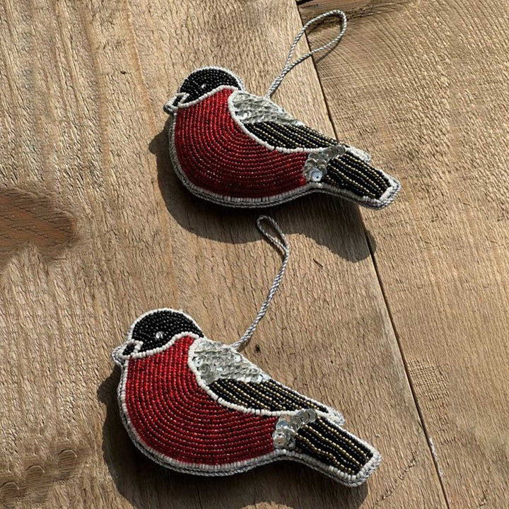 Robin Sequin Premium Zardozi Christmas Ornament