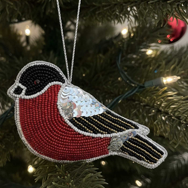 Robin Sequin Premium Zardozi Christmas Ornament