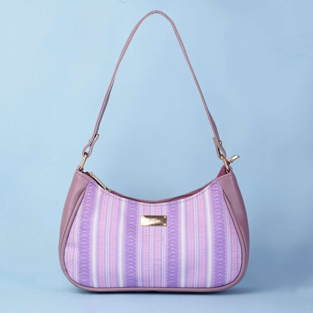 Lilac Leaves Vegan Leather Baguette Bag