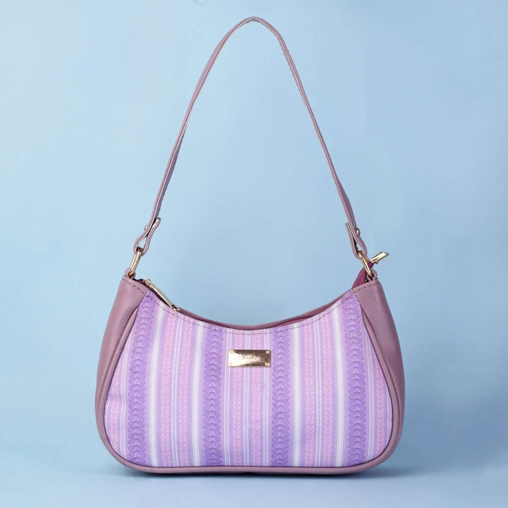 Lilac Leaves Vegan Leather Baguette Bag