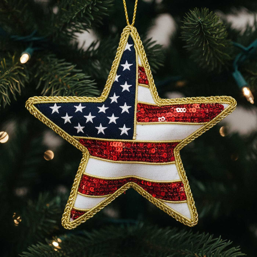Stars And Stripes Premium Zardozi Ornament