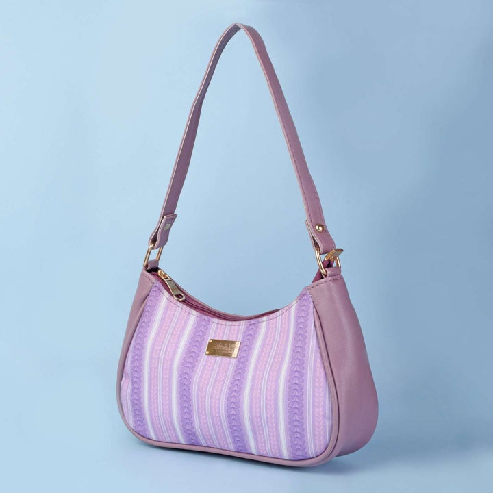 Lilac Leaves Vegan Leather Baguette Bag