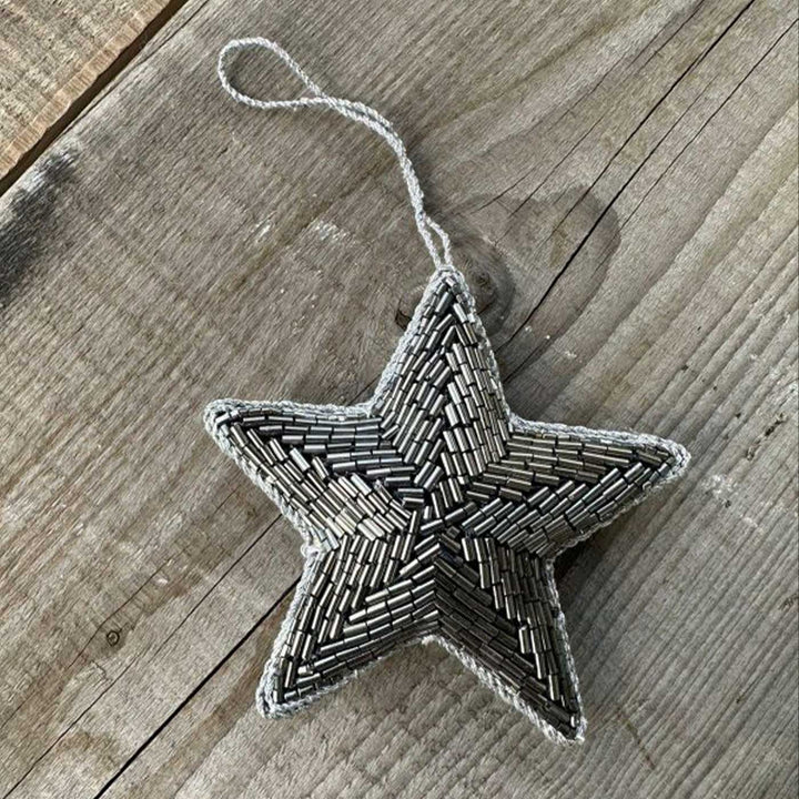 Grey Star Beads Sequin Premium Zardozi Ornament