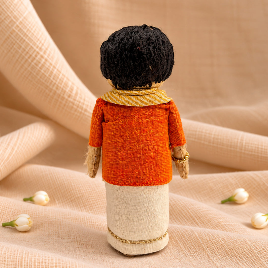 "Shankar" Handmade Felt & Fabric Golu Doll In Traditional Attire For Festive Decor