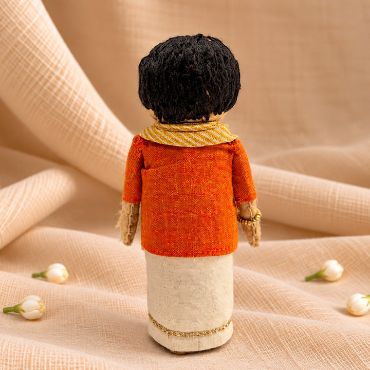 "Shankar" Handmade Felt & Fabric Golu Doll In Traditional Attire For Festive Decor