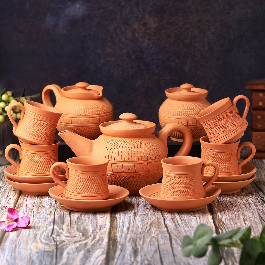 Handmade Maharaja Terracotta Tea Set | Set Of 15