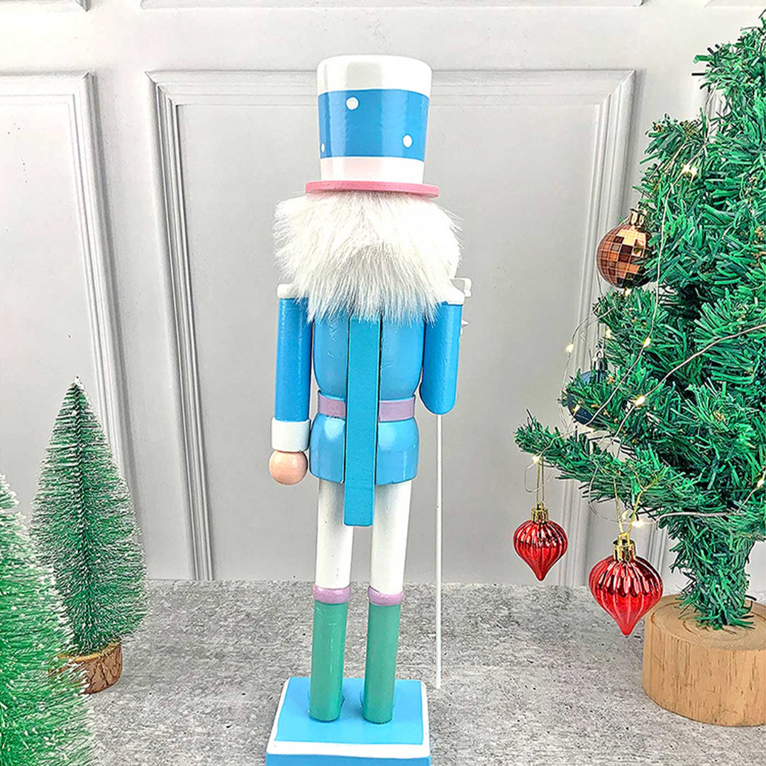 Pastel Blue Lollipop Nutcracker Self-Standing Wooden Decor For Christmas Table Decoration