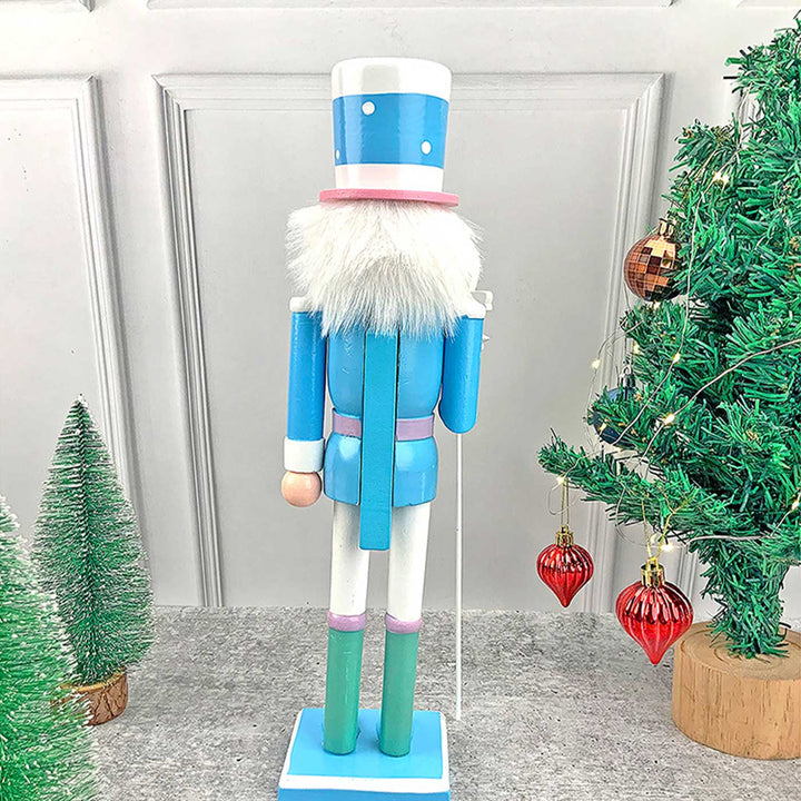 Pastel Blue Lollipop Nutcracker Self-Standing Wooden Decor For Christmas Table Decoration