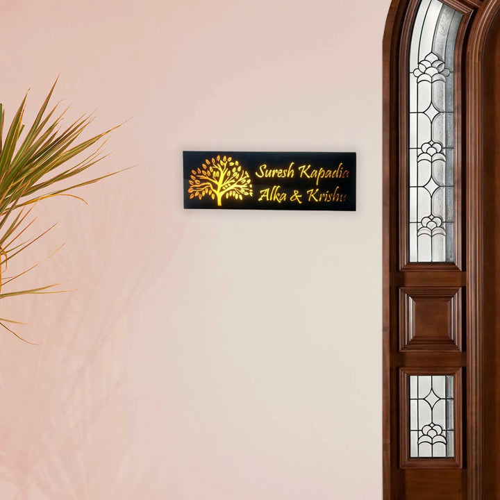 Personalized Tree Theme Acrylic Name Plate With Light