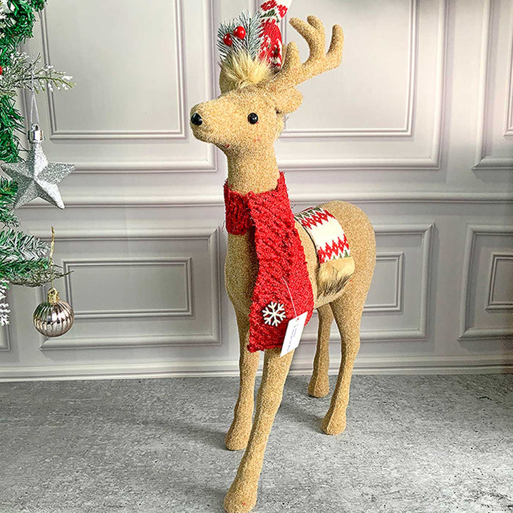 Themed Brown Deer Woolen Decor For Christmas Table Decoration