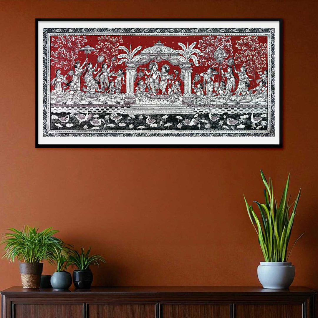 18 X 40 Inch | Handmade Canvas Yamunaras Painting