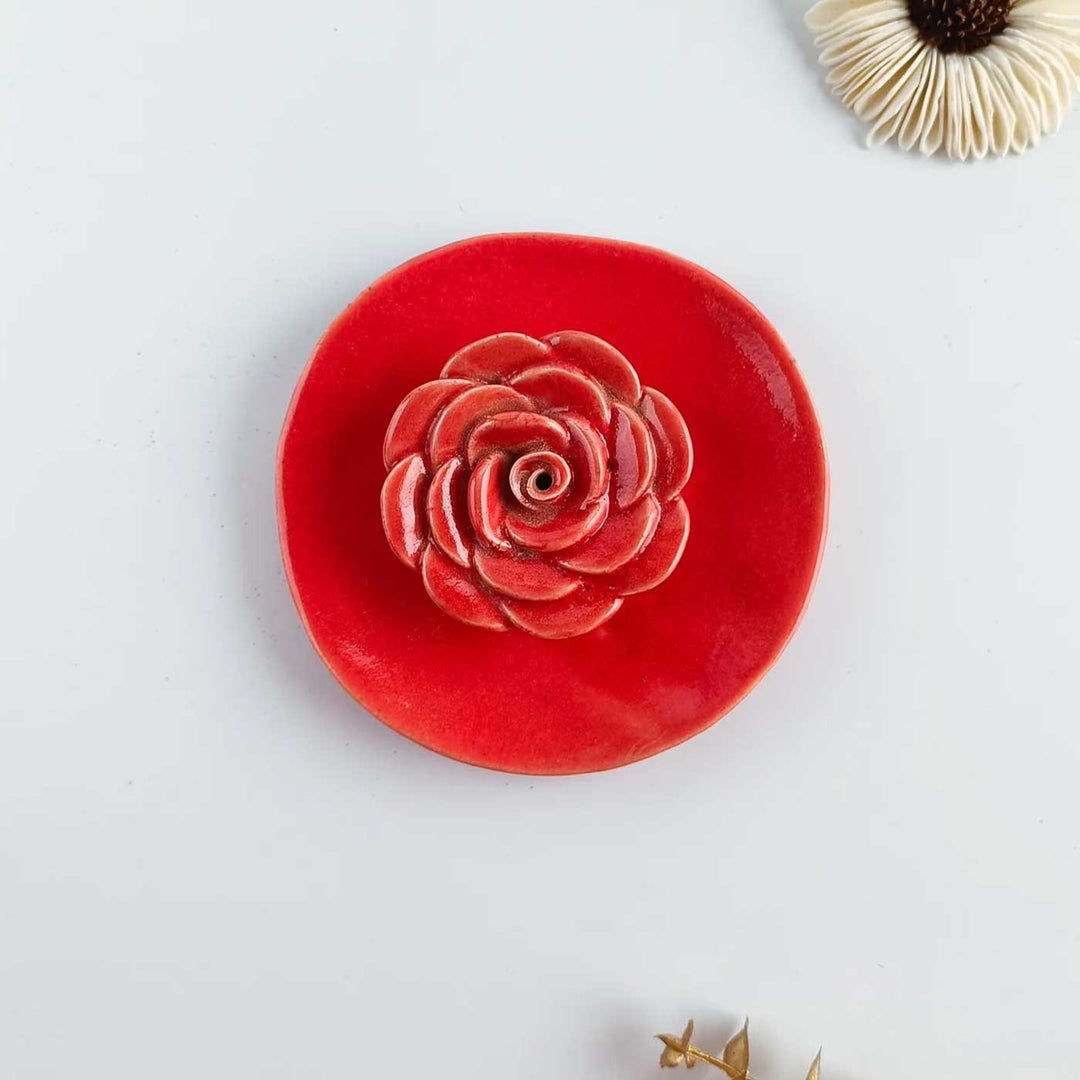 Handmade Floret Design Ceramic Incense Stick Holder