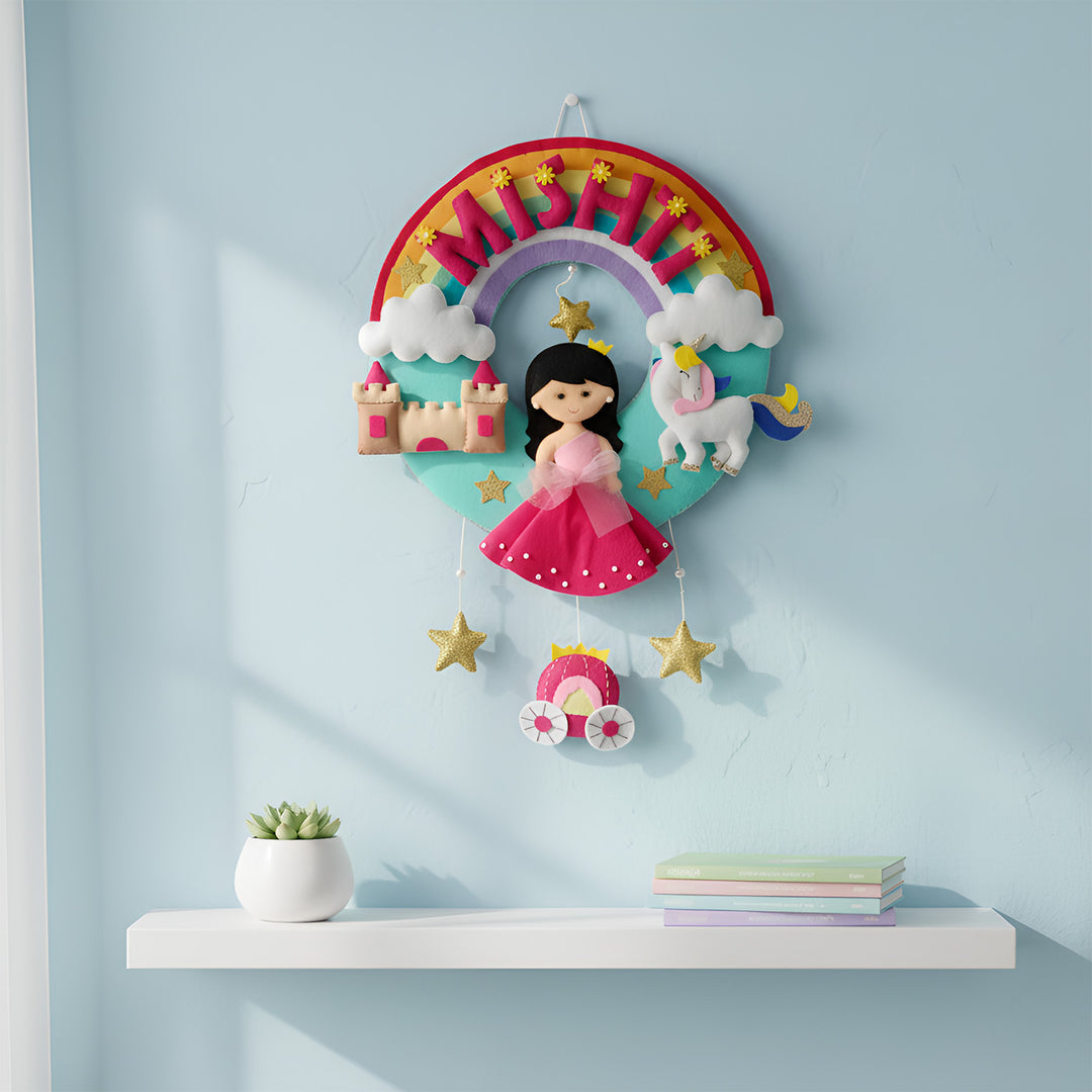 Hand-stitched Princess Theme Felt Nameplate For Girls