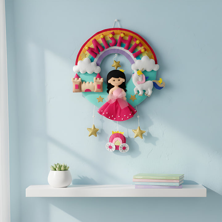 Hand-stitched Princess Theme Felt Nameplate For Girls