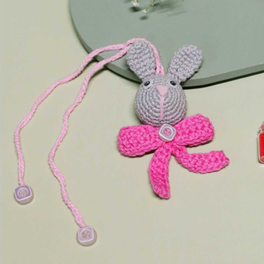 Handmade Crochet Hunny Bunny Kids Lumba Rakhi With Roli Chawal - Front View
