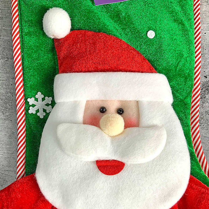 Handmade Velvet Glitter Santa Woolen Stockings For Christmas Decoration