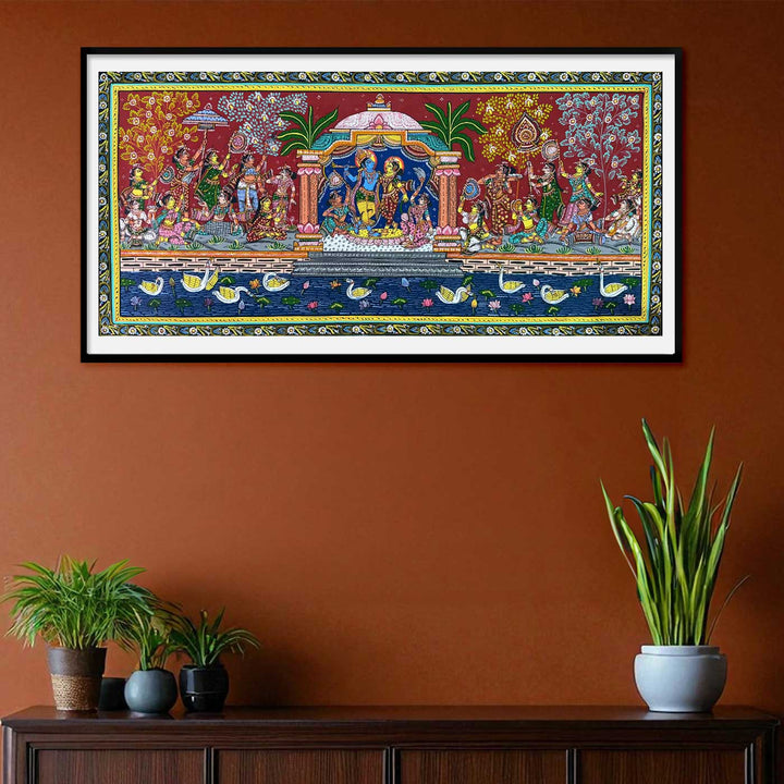 18 X 40 Inch | Handmade Canvas Yamunaras Painting