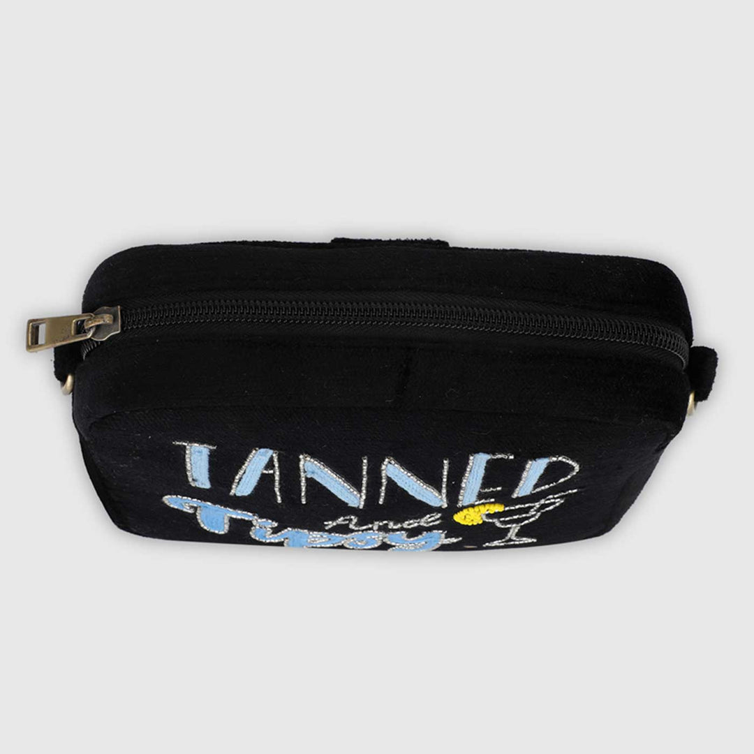 Handmade Embroidered Tanned And Tipsy Velvet Pouch