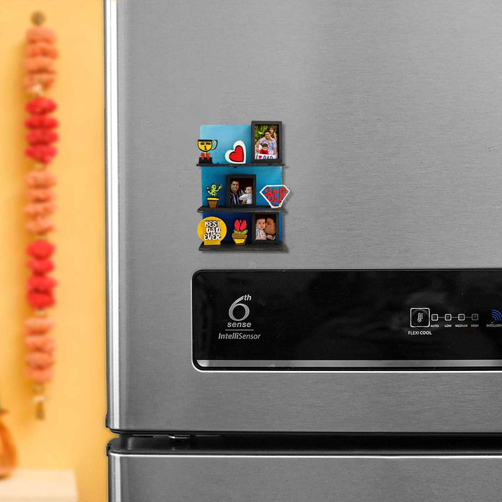 Photo Personalized Handmade Super Dad Mdf Wood Fridge Magnet With Stand