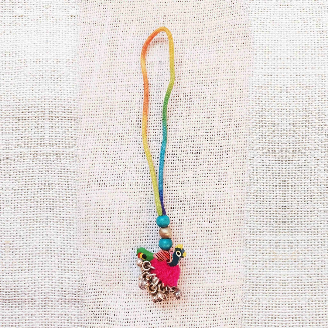 Handmade Dori Work Peacock & Ghungroo Cotton Lumba Rakhi for Bhabhi With Roli Chawal
