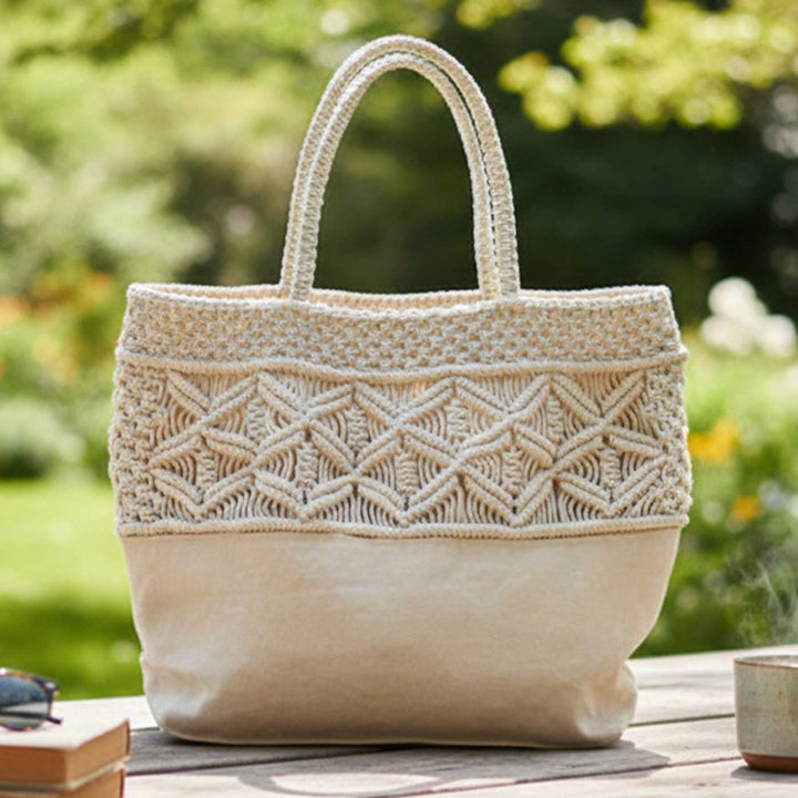 Handmade Macrame Beach Please Tote Bag