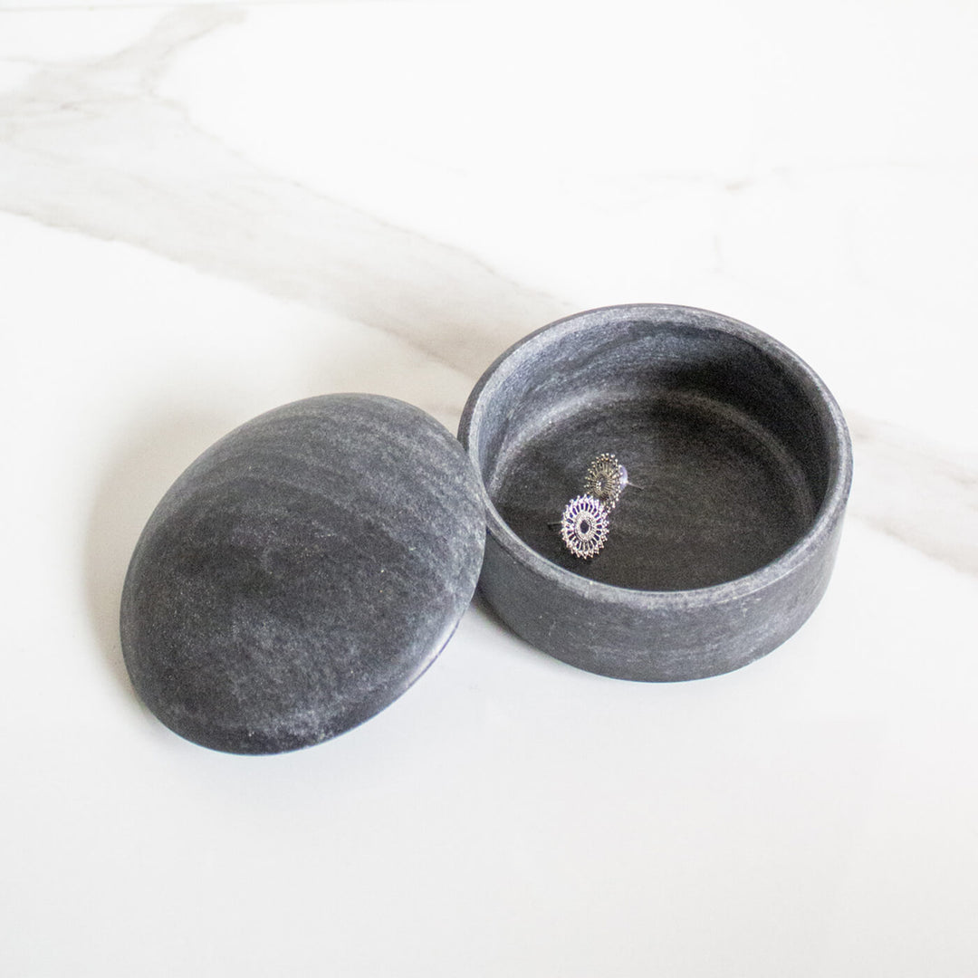 Indian Marble Black Trinket Box