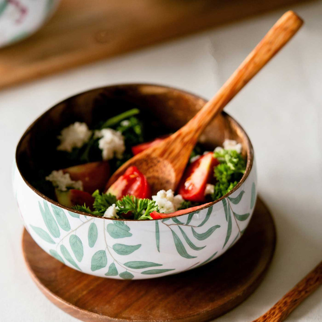 Eco-Friendly Handmade Enamel Serving Decorative Coconut Shell Bowl