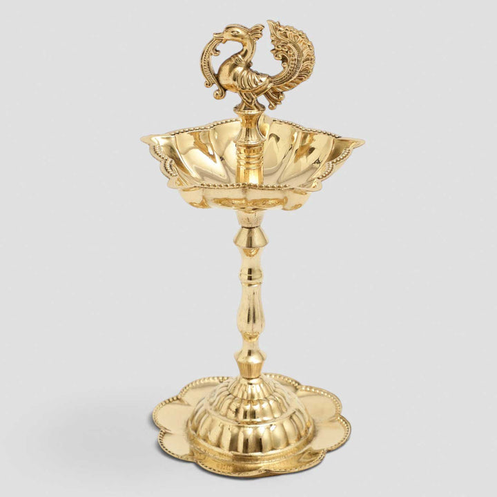 Peacock Brass Oil Lamp Stand For Festive Decor