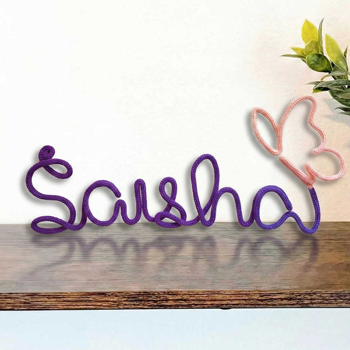 Personalized Knitted Wire Butterfly Theme Kids Name Plate