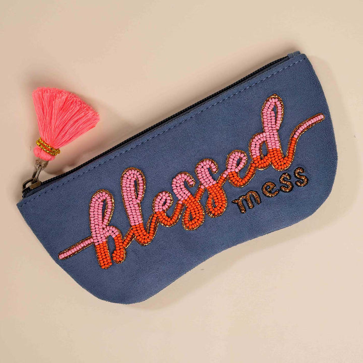 Handmade Embroidered Blessed Design Suede Sunglass Cover
