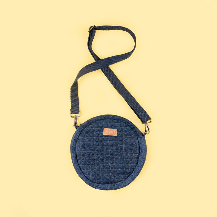 Handcrafted Upcycled Denim Circular Sling Bag