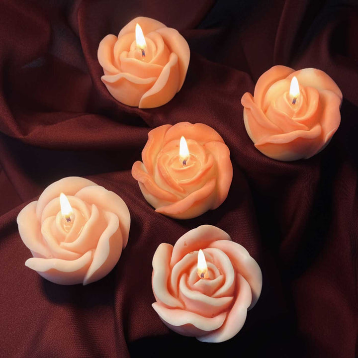Set Of 2 | Handmade Rose Design Soy Wax Scented Candle