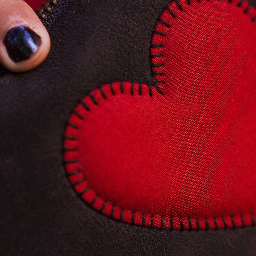 Black Big Little Heart Wristlet