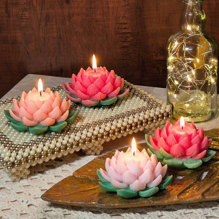 Set Of 2 | Handmade Kamal Phool Design Soy Wax Scented Candle