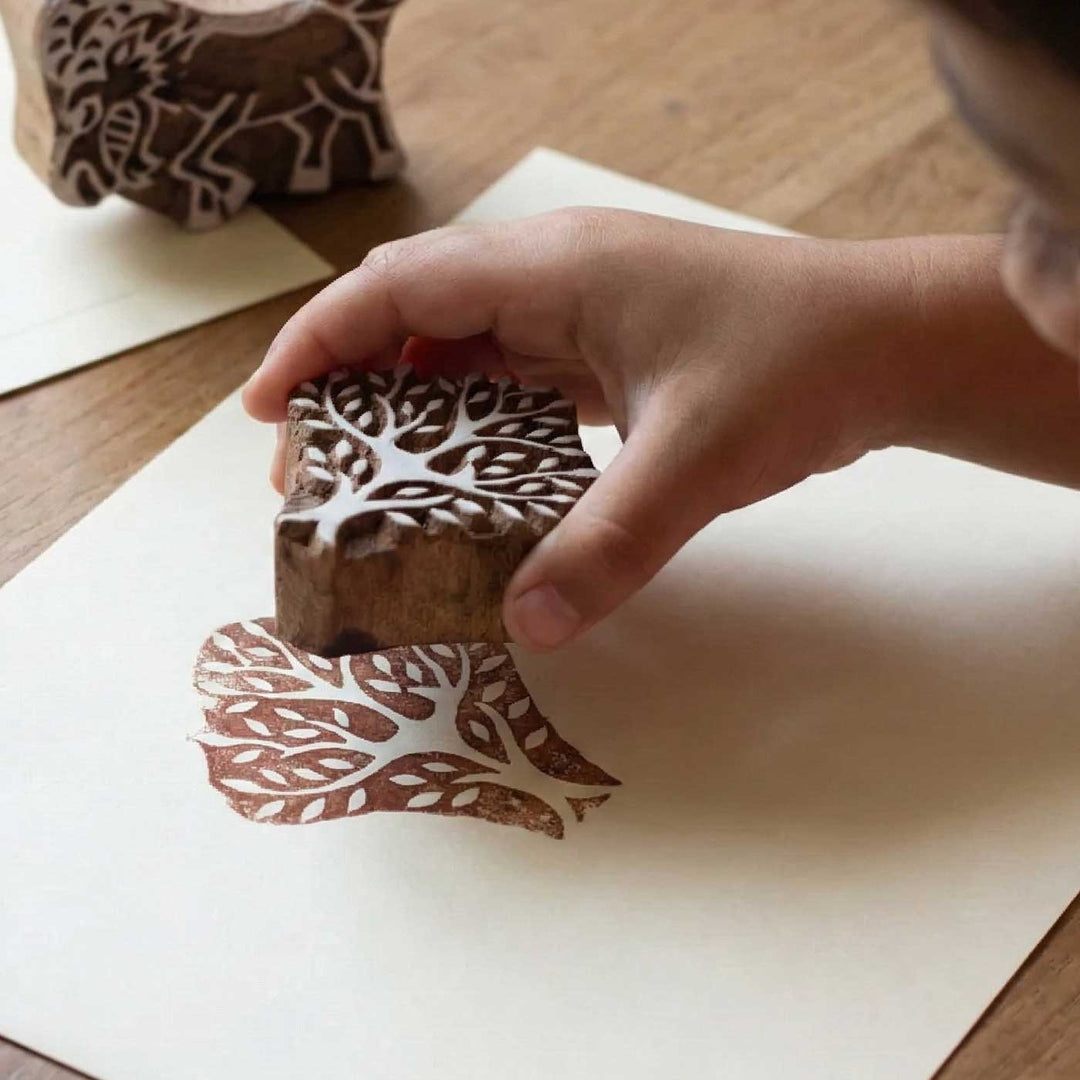 Goats and the Jackal Panchatantra Block Printing DIY Kit | 5 Stamps, Poster Colours, Painting Brush, Printing Pads, Story Cards  And Jute String
