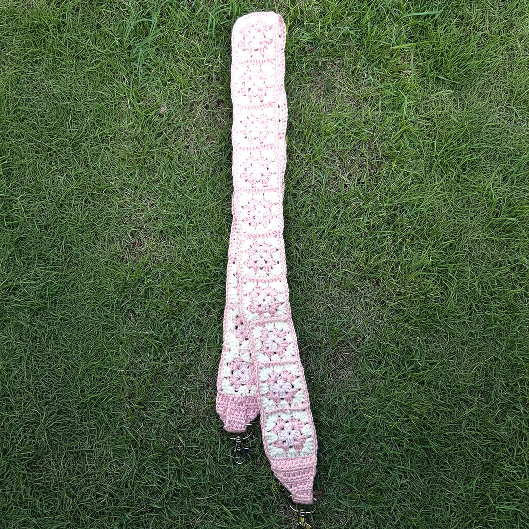 Handmade Crochet Flower Design Cotton Sling Bag Belt