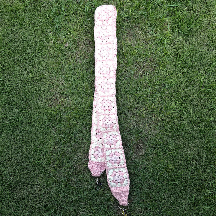 Handmade Crochet Flower Design Cotton Sling Bag Belt