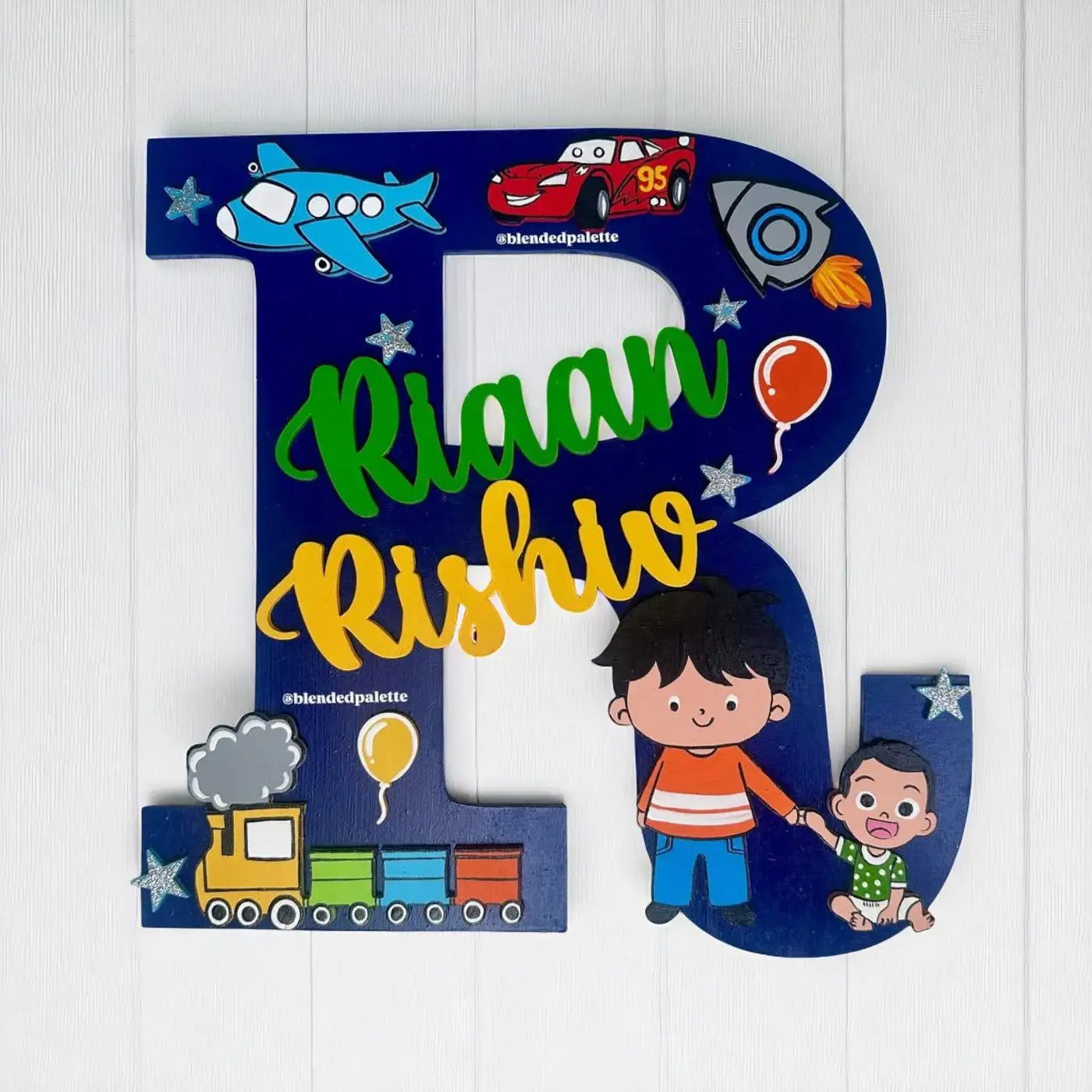 Buy Personalized Initial Monogram MDF Wood Kids Name Plate For Siblings ...