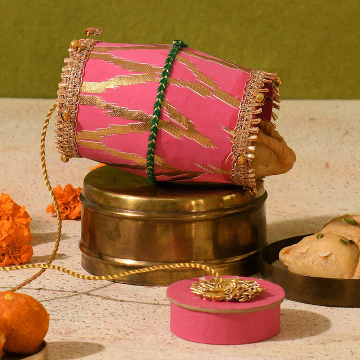 Handmade Dhol Shaped Paper Gift Box | Set Of 2