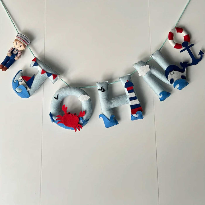 Personalized Nautical Felt Bunting Garland For Kids - Hanging Decorative Letters Display
