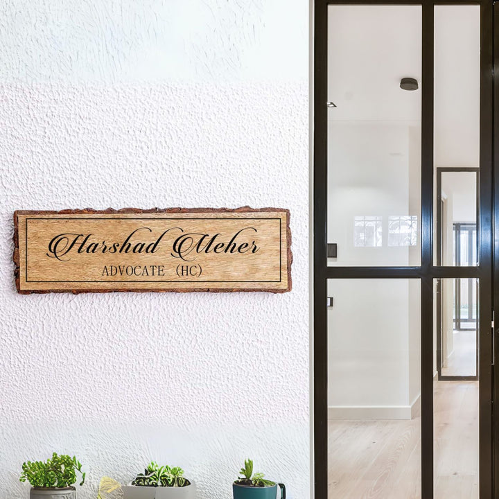 Handcrafted Mango Wood Personalized Name Plate For Advocate