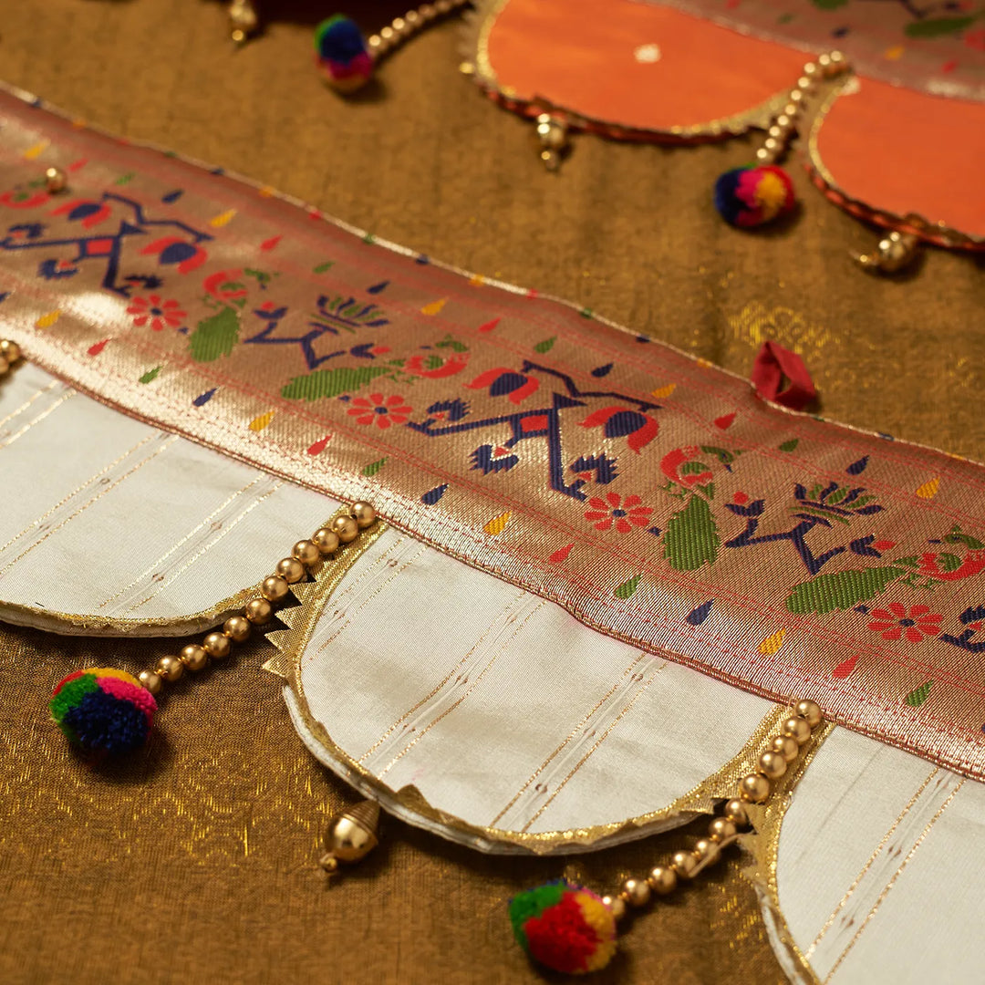 36 Inch | Paithani Handmade Beaded Decorative Silk Toran