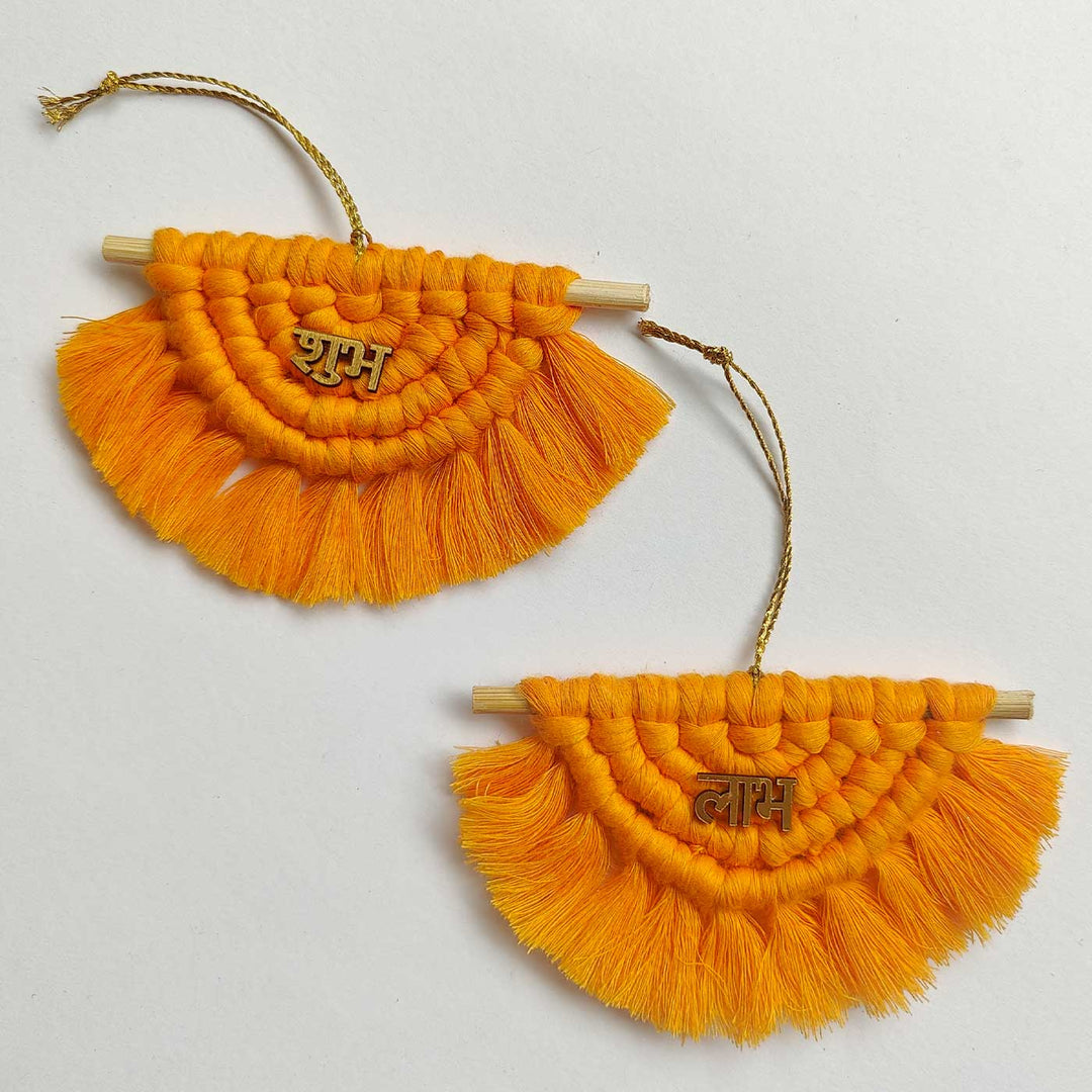 Handmade Macrame Minimal Design Cotton Shubh Labh Hangings