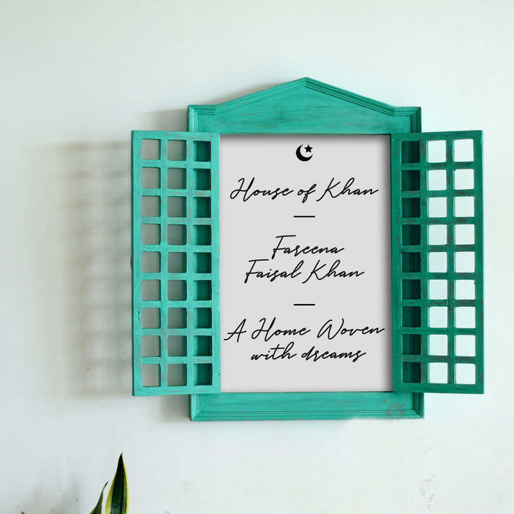 Classic French Window Personalized Distress Finish Pine Wood Nameplate