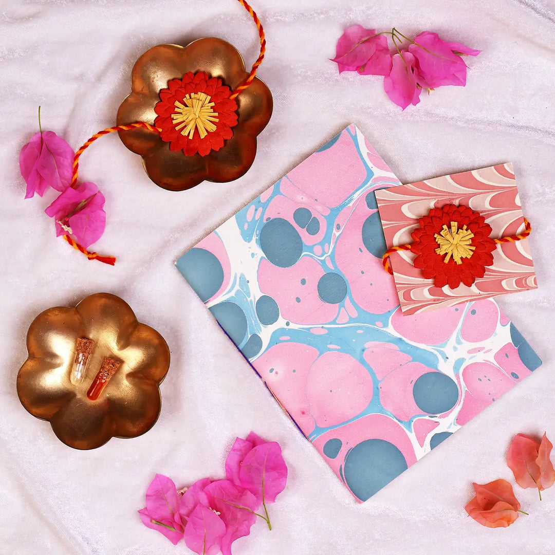 Eco-Friendly Festive Rakhi Hamper | Includes 1 Notebook, 1 Rakhi, 1 Roli Chawal & 1 Greeting Card