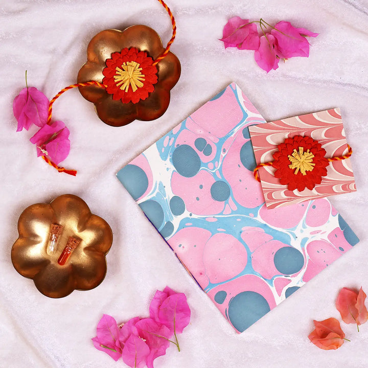 Eco-Friendly Festive Rakhi Hamper | Includes 1 Notebook, 1 Rakhi, 1 Roli Chawal & 1 Greeting Card