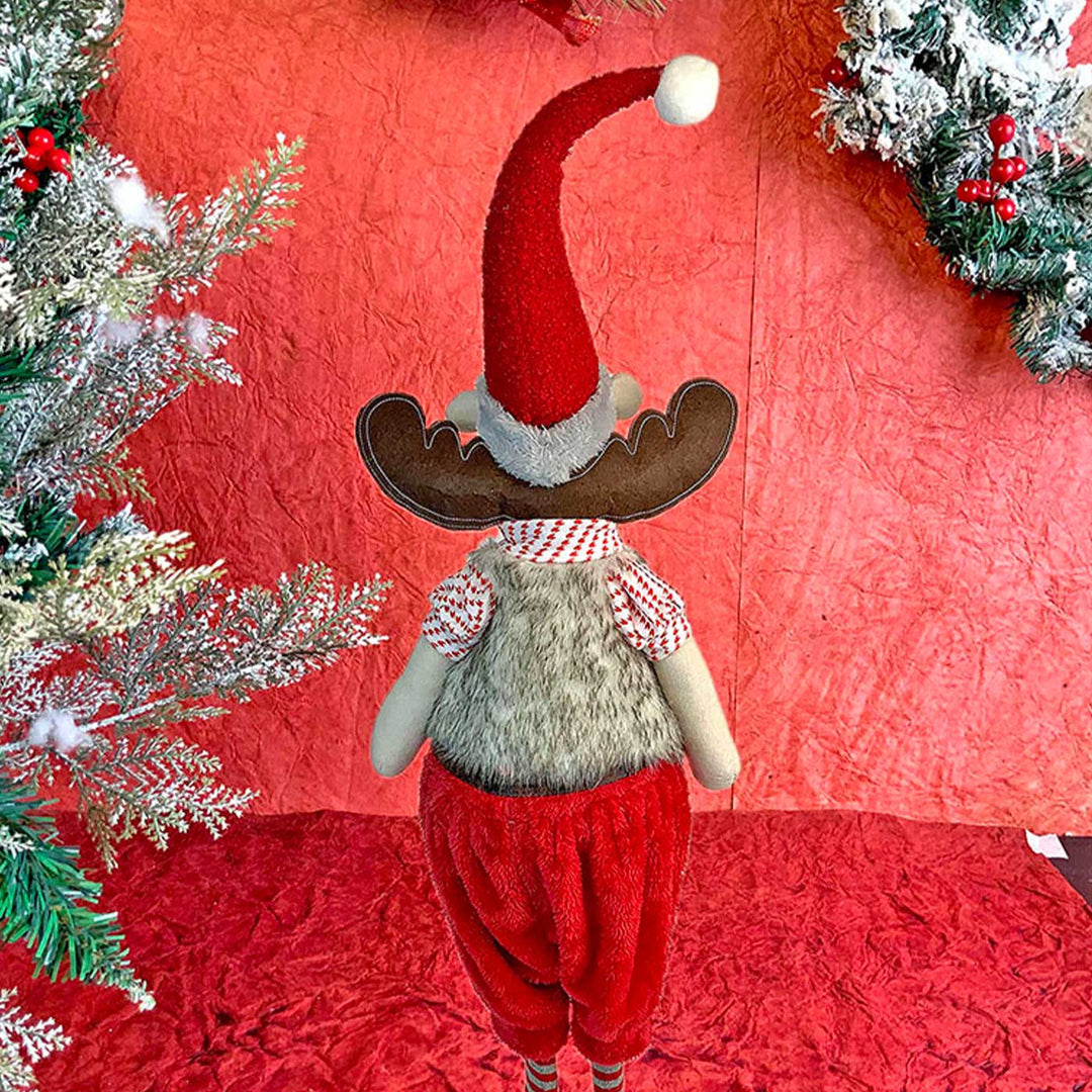 Foldable Tall Mr. Reindeer Self-Standing Woolen Decor For Christmas Table Decoration